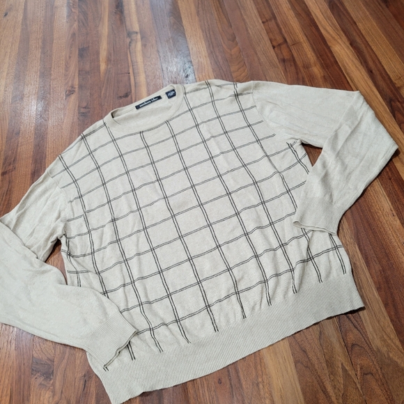 Northern Isles Silk Rayon Cashmere Blend Windowpane Sweater Size Large - Picture 3 of 8